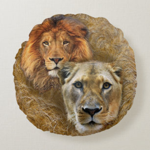 Coussins Ronds Faune - Lion & Lioness