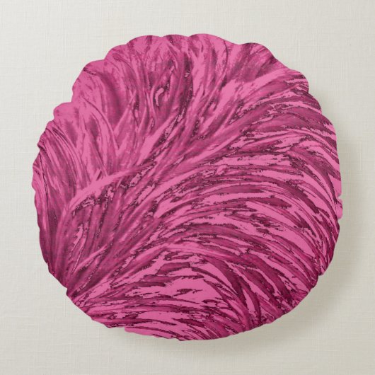 Coussins Ronds Faux Ostrich Texture Effet Design-Rose (Devant)