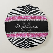 Coussins Ronds Faux Parties scintillant Monogrammé Bling Rhinesto (Dos)