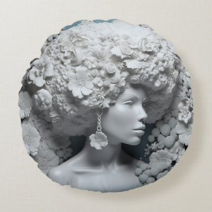 Coussins Ronds Femme afro-américaine Reine noire Melanin Poppin