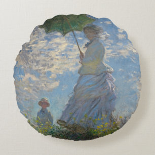 Coussins Ronds Femme avec parasol - Madame Monet et son fils