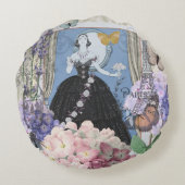 Coussins Ronds Femme élégante bleue Robe florale fantaisie (Dos)