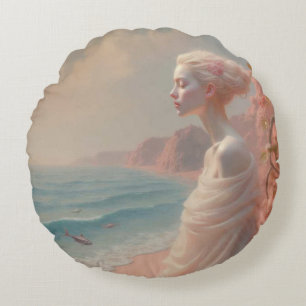 Coussins Ronds Femme éthérée sur Dreamy Beach