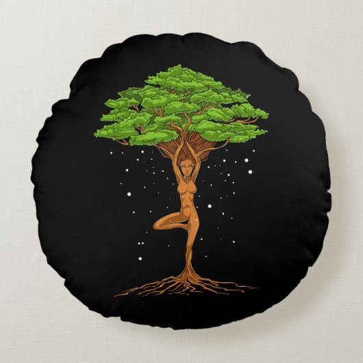 Coussins Ronds Femmes Yoga Arbre De Vie (Devant)