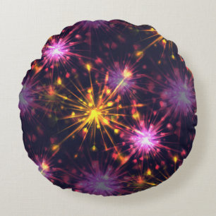 Coussins Ronds Festive feux d'artifice des coeurs