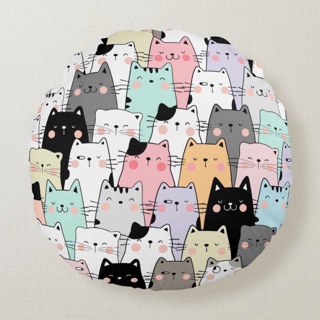 Coussins Ronds Fête du chat (Devant)