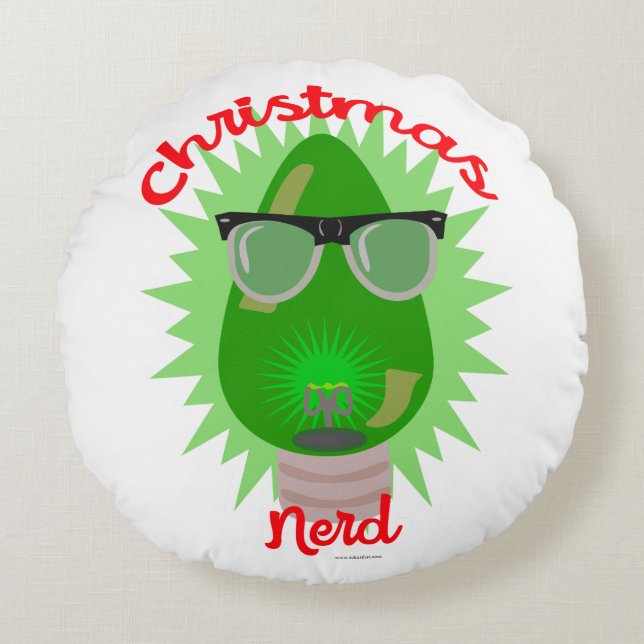 Coussins Ronds Fête Nerd de Noël Lightbulb Epic Festin Amusement (Devant)