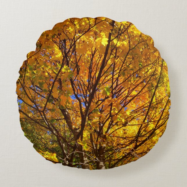 Coussins Ronds Feuillage jaune d'automne (Devant)