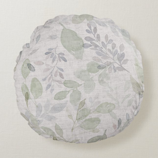 COUSSINS RONDS FEUILLE A L'AQUARELLE DOUCE (Devant)