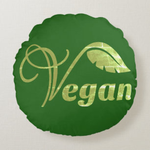 Coussins Ronds Feuille de logo Vegan