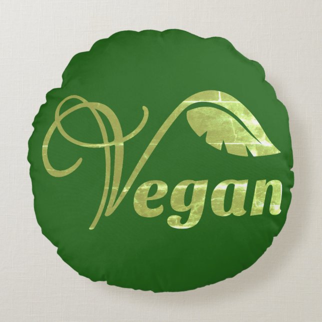 Coussins Ronds Feuille de logo Vegan (Devant)
