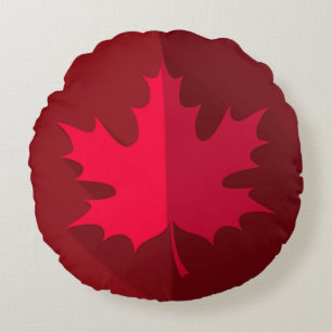 Coussins Ronds Feuille d'érable rouge à deux tons