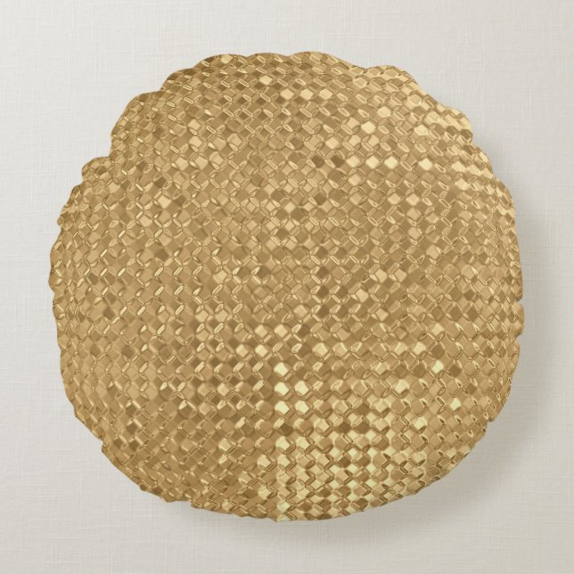 Coussins Ronds Feuille d'or, parties scintillant texture transpar (Devant)