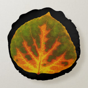 Coussins Ronds Feuille vert orange et jaune d'Aspen #1