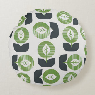 Coussins Ronds Feuilles Abstraits rétro : Style Vintage sans fail