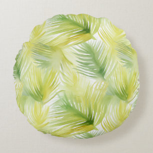 Coussins Ronds Feuilles d'aquarelle tropicale