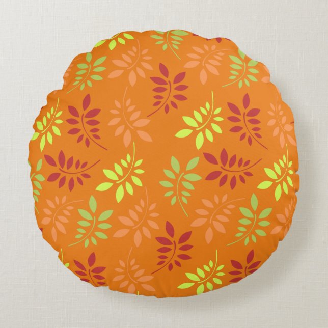 Coussins Ronds Feuilles d'automne colorées aux tons chauds (Devant)