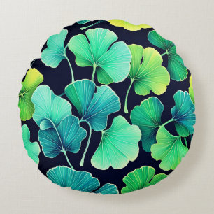 Coussins Ronds feuilles de Ginko biloba