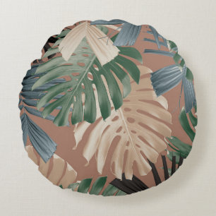 Coussins Ronds Feuilles de jungle tropicale Monstera 2