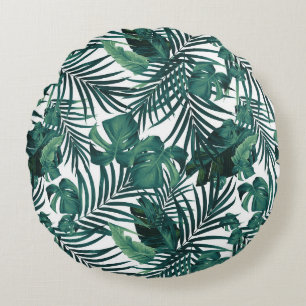 Coussins Ronds Feuilles de la jungle tropicale 1 - Répétition