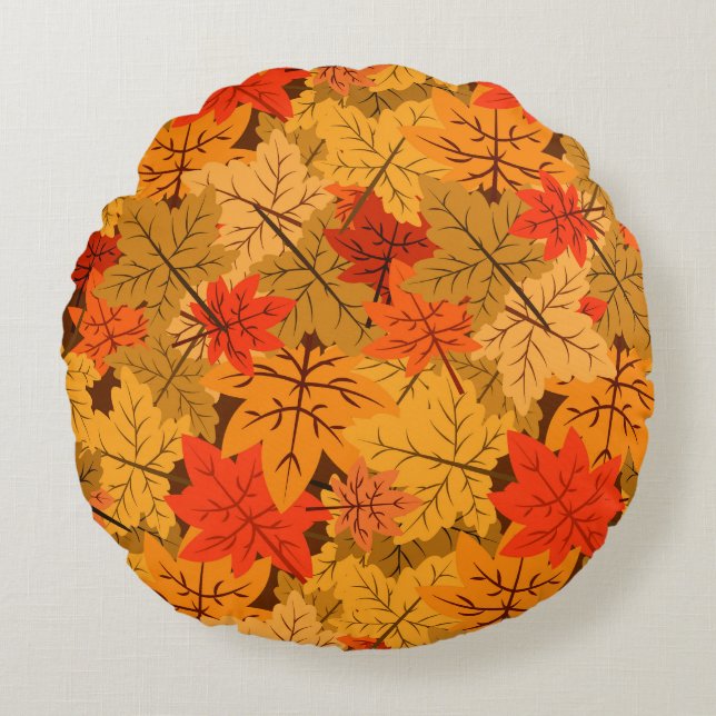 Coussins Ronds Feuilles de l'érable d'automne (Devant)