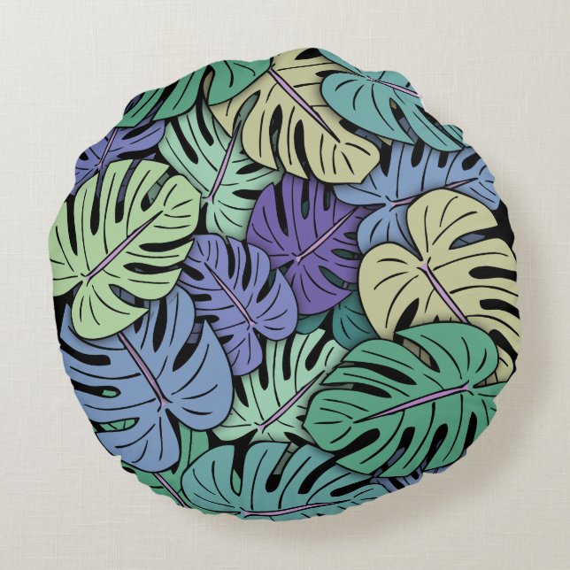 Coussins Ronds Feuilles de Monstera #6 (Dos)