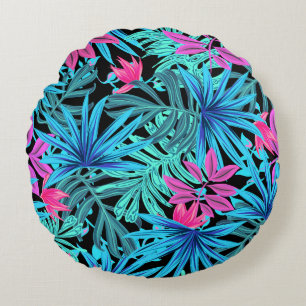 Coussins Ronds Feuilles de palmiers floraux