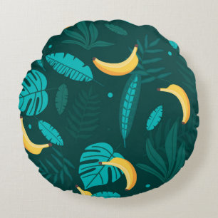 Coussins Ronds Feuilles de palmiers tropicaux motif sans couture.
