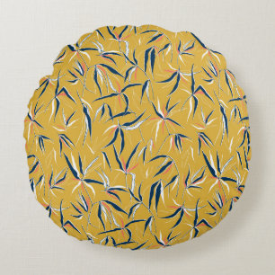 Coussins Ronds Feuilles en bambou : Motif Vintage jeté
