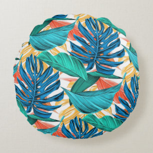 Coussins Ronds Feuilles tropicaux exotiques