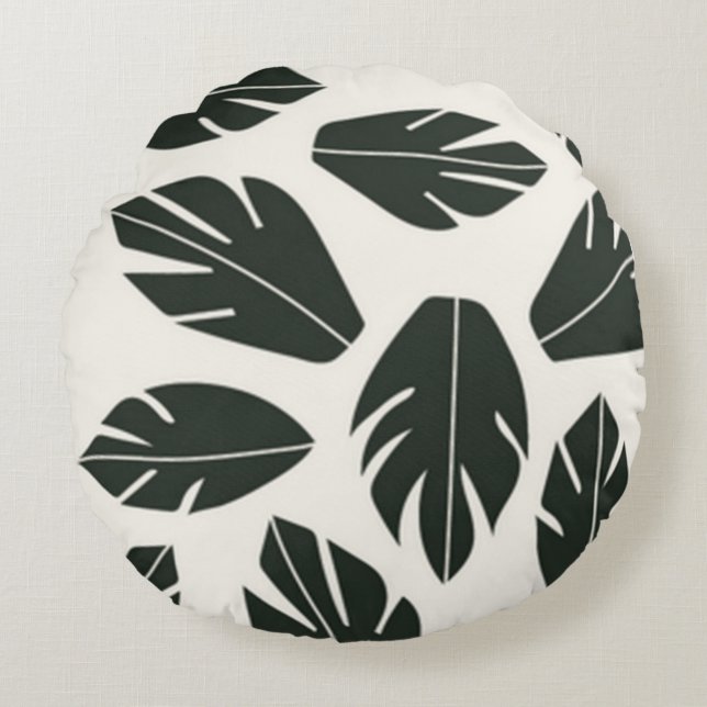 Coussins Ronds Feuilles vertes de la nature (Devant)