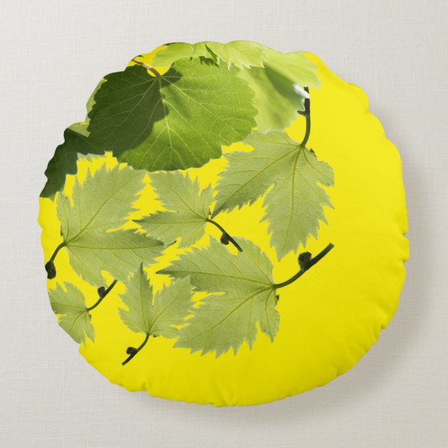 Coussins Ronds Feuilles verts de vigne (Devant)