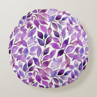 Coussins Ronds Feuilles Violettes
