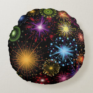 Coussins Ronds Feux d'artifice coloré dynamique Décor