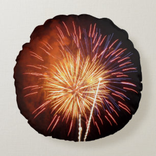 Coussins Ronds Feux d'artifice Rouges, Blancs et Bleus I Patrioti