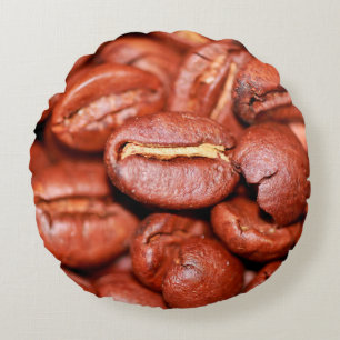 Coussins Ronds Fèves de café Brown grillées