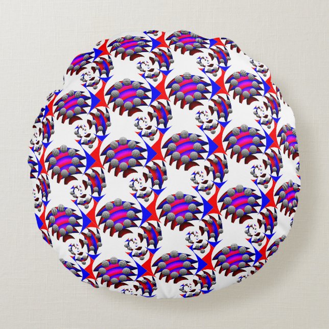 Coussins Ronds Fibonacci 'Fish Checker' par Kenneth Yoncich (Devant)