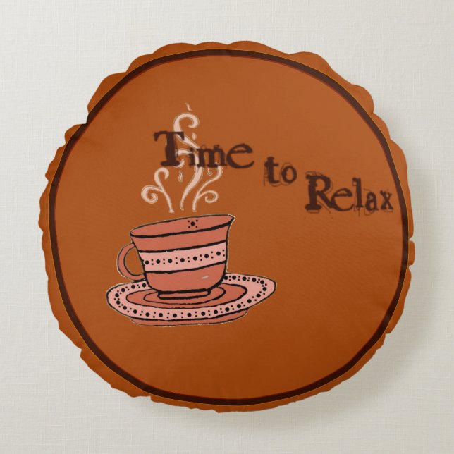 Coussins Ronds figdewdrop Time to Relax Brown Round Pillow  (Devant)