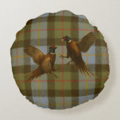 Coussins Ronds Fighting Pheasants on tweed / tartan background  (Dos)