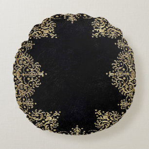 Coussins Ronds Filigrané noir et or tombé
