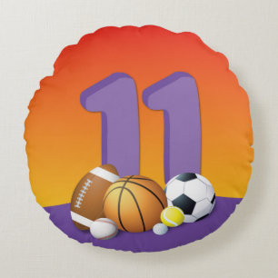 Coussins Ronds Fille 11e anniversaire des balles de sport
