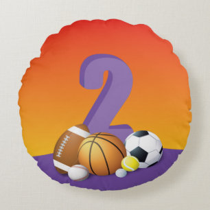 Coussins Ronds Fille 2e anniversaire Ballons de Sport