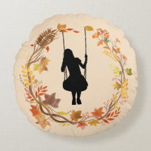 Fille d'automne sur graphique à balançoire _Feuill