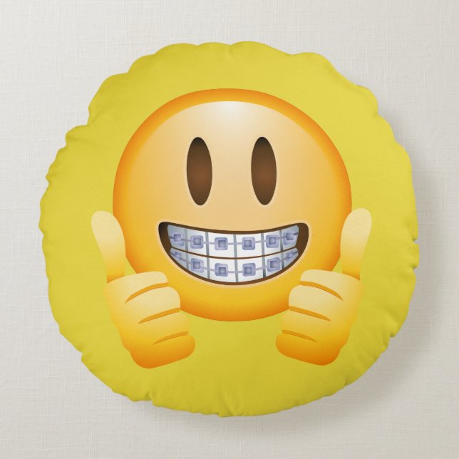 Coussins Ronds fille d'emoji de croisillons de pouces avec des (Devant)