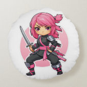 Coussins Ronds Fille Ninja rose (Dos)