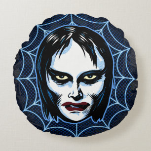 Coussins Ronds Fille Vampire Masque de Monstre Vintage Horreur