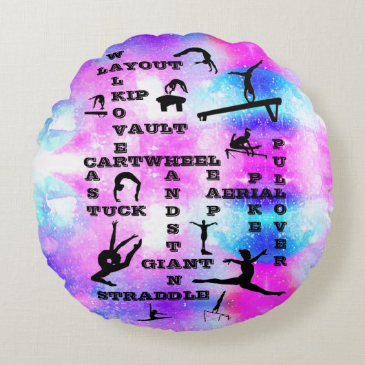 Coussins Ronds Filles Gymnastique Compétences Mots-croisés Coussi (Devant)