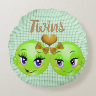 Coussins Ronds Filles jumelles d'Emoji
