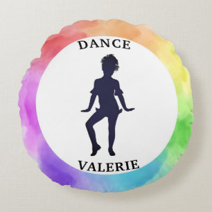 Coussins Ronds Filles mignonne Danse Aquarelle