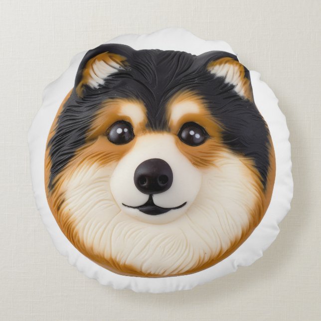 Coussins Ronds Finlandais Lapphund Chien 3D inspiré (Dos)